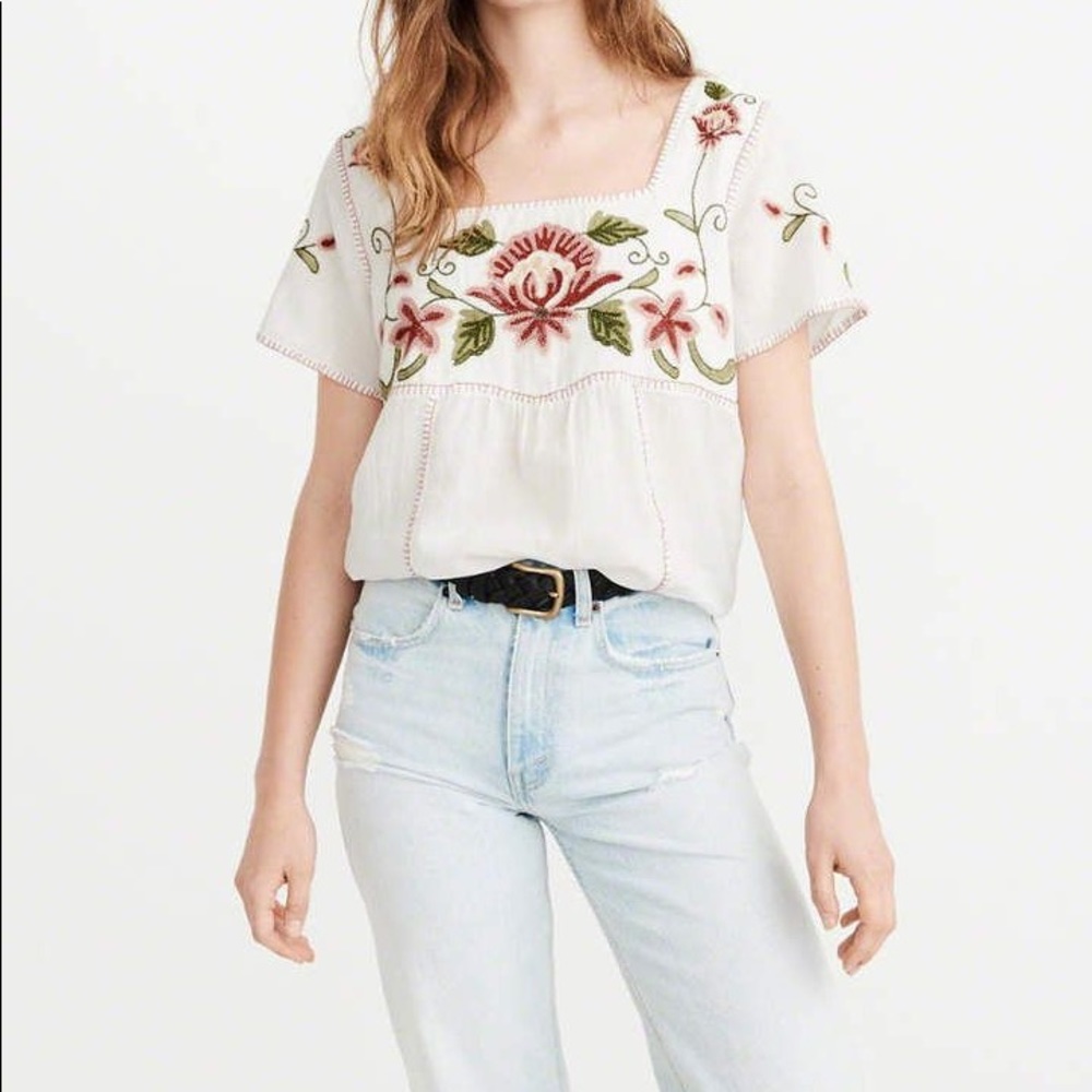 Embroidered Peasant Top